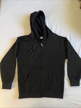 Men's Black Full-Zip Hooded Sweatshirt